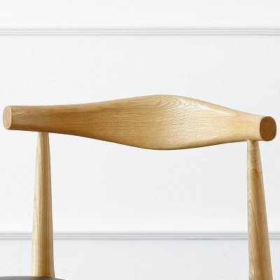 牛角椅实木北欧餐椅简约现代餐厅椅子水曲柳家用休闲靠背设计师椅