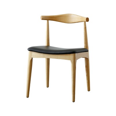 牛角椅实木北欧餐椅简约现代餐厅椅子水曲柳家用休闲靠背设计师椅