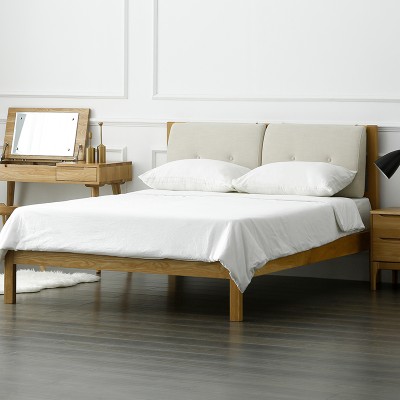 物也 北欧卧室双人床现代简约日式成人1.8米实木主卧白橡木床