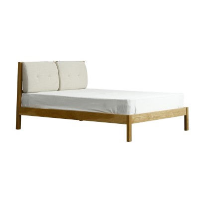 物也 北欧卧室双人床现代简约日式成人1.8米实木主卧白橡木床