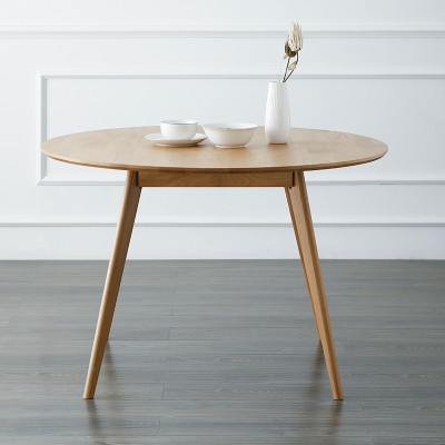 物也北欧实木圆形餐桌日式简约小圆桌咖啡厅橡木洽谈桌椅组合