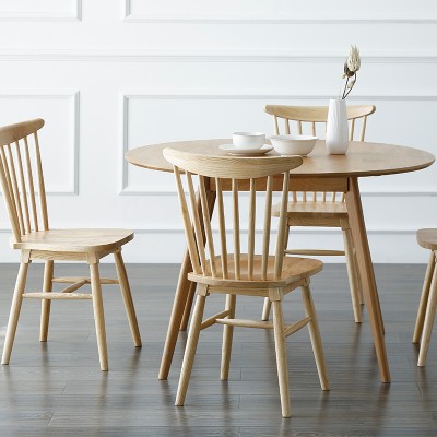 物也北欧实木圆形餐桌日式简约小圆桌咖啡厅橡木洽谈桌椅组合