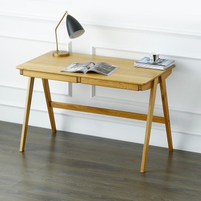 北欧实木书桌 办公卧室橡木简约日式风格家用带抽屉 电脑桌子
