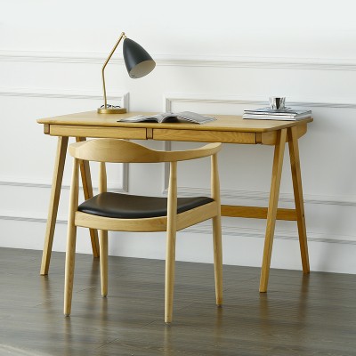 北欧实木书桌 办公卧室橡木简约日式风格家用带抽屉 电脑桌子