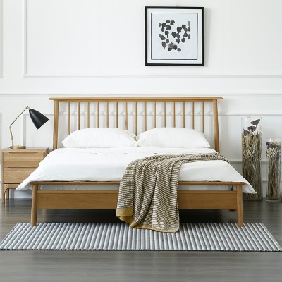 北欧实木床现代简约1.8米1.5m橡木双人床创意卧室家具日式床