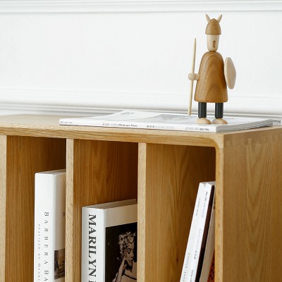 北欧实木客厅沙发白橡木杂志柜 简约现代实木书架 创意迷你小书柜