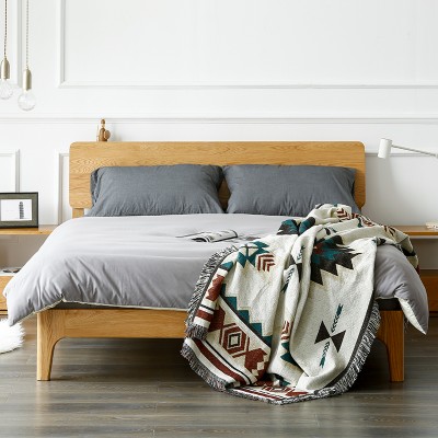 物也 北欧实木经济小户型双人床 现代简约成人1.8米橡木床