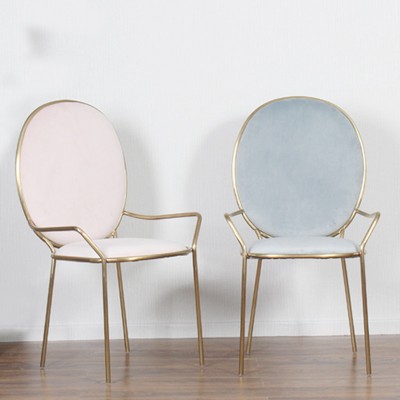 Nimo尼摩 北欧简约创意软包餐椅个性金属休闲椅高端西餐厅椅子