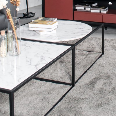 Nimo尼摩 北欧天然大理石茶几简约现代客厅方形创意整装家具组合