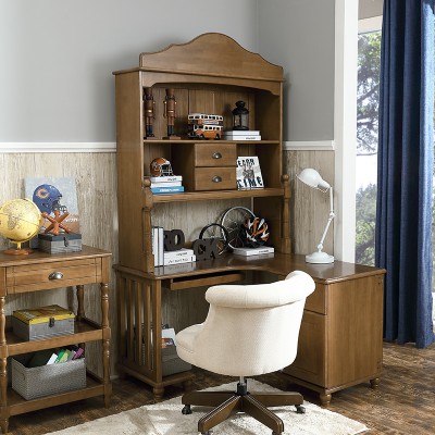 UvanTeen美式全实木转角书桌书柜组合写字台书房电脑桌子