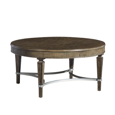Sergio美式乡村客厅大圆形沙发茶几实木脚复古矮茶桌子