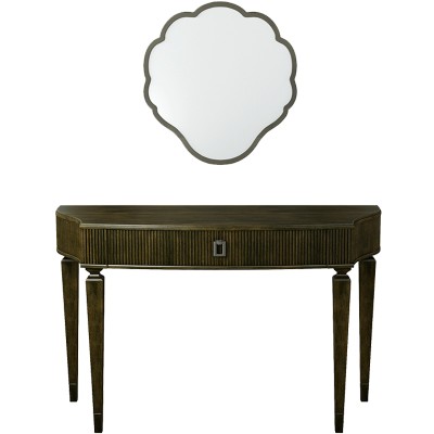 Sergio美式乡村卧室梳妆台妆镜组合房间化妆桌子复古木质