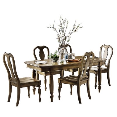 Taeuber美式长方形6人餐桌椅组合小户型餐厅一桌六椅木质