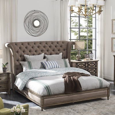  Taeuber美式实木双人大床1.8米小户型布艺床主卧室家具
