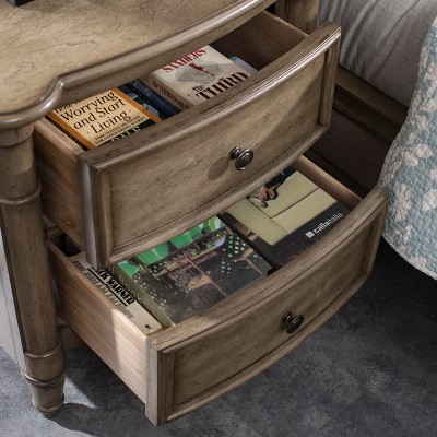  Taeuber美式复古床头柜简约两抽屉柜子卧室床头桌储物柜