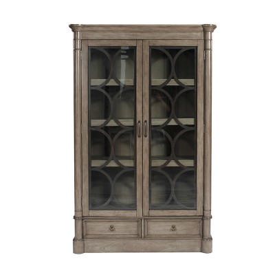 Taeuber美式木质书柜子门厅储物收纳带玻璃门书橱展示柜