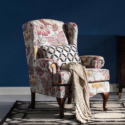 Firenze美式布艺阳台沙发椅可拆洗高靠背卧室客厅老虎凳