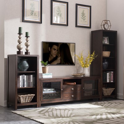 Karron美式简约实木客厅电视边柜组合展示柜多层置物架子