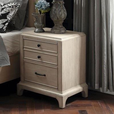 Taylor美式做旧实木床头桌卧室置物床边储物收纳柜子白色