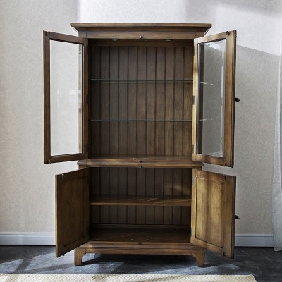 Taylor美式实木书柜双门玻璃储物柜书橱书房置物柜子家具