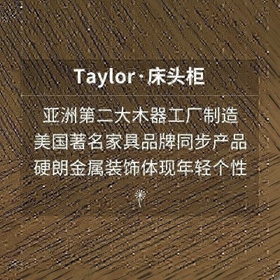 Taylor美式简约实木床头柜卧室床边储物柜子床边桌子迷你