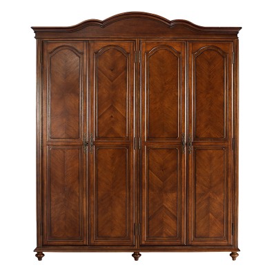 Rhine美式实木4门木制衣柜大衣橱卧室储物柜大容量立柜子