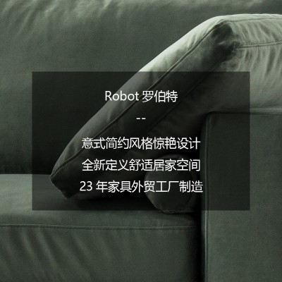 Robot简约现代羽绒布艺落地沙发拆洗绿色卧室3人位省空间