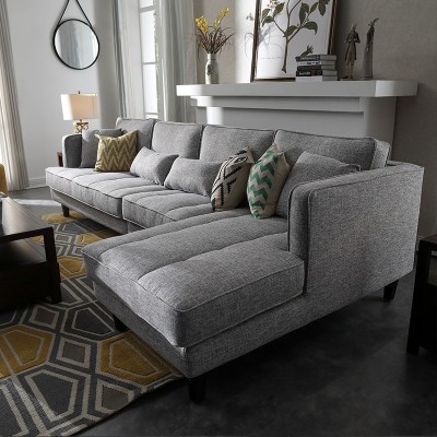 美式可拆洗布沙发组合别墅大厅转角位布艺小户型客厅L形