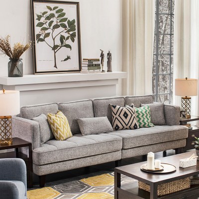 美式拆洗布艺沙发转角小户型直排一字型四人组合客厅家具
