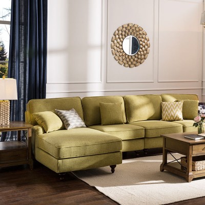 美式布艺沙发转角贵妃组合多人大小户型三位客厅家具整装
