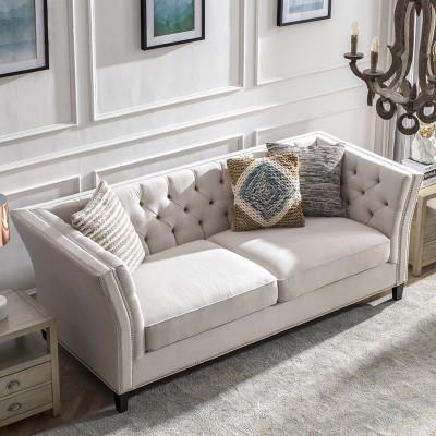 MOMA美式布艺田园软沙发组合白色小户型客厅卧室家用整装
