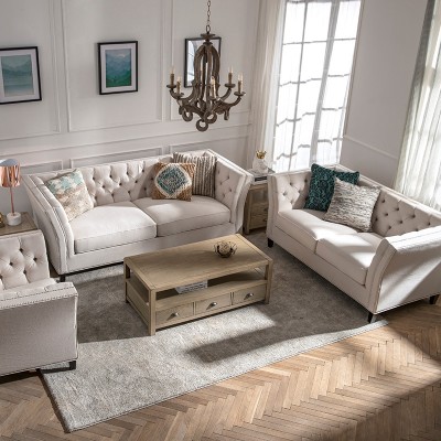 MOMA美式布艺田园软沙发组合白色小户型客厅卧室家用整装
