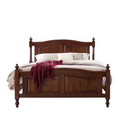 艾伦美式实木床(水性漆)  美式田园实木床床双人简约卧室家具