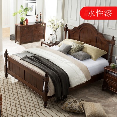 海顿全实木美式床(水性漆)  乡村简约卧室家具简美婚床