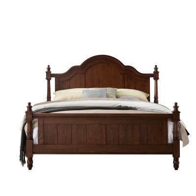 海顿全实木美式床(水性漆)  乡村简约卧室家具简美婚床