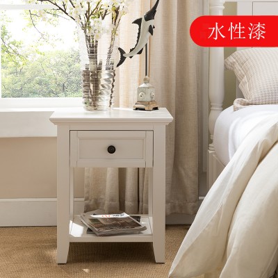 贝琪迷你床头柜(水性漆) 美式全实木床头柜小户型单抽白色床边柜