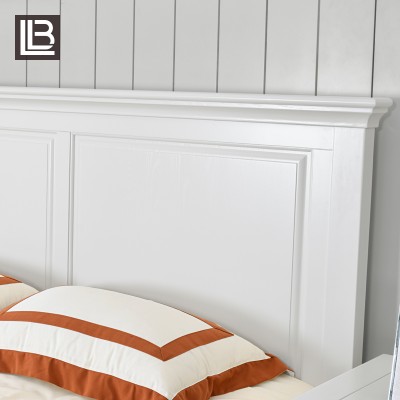 美式实木床白色1.8米双人全水性漆乡村简约主卧室家具高箱储物床