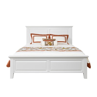 美式实木床白色1.8米双人全水性漆乡村简约主卧室家具高箱储物床