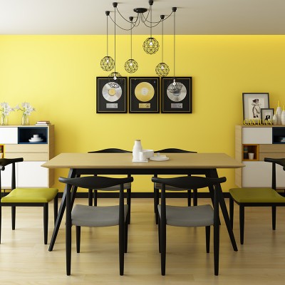 之乐 北欧风格小户型餐桌椅组合现代简约实木饭桌长方形餐台
