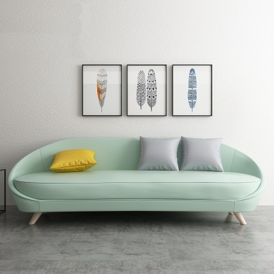 北欧沙发小户型客厅现代简约三人双人单人整装皮艺沙发绿黄灰粉色