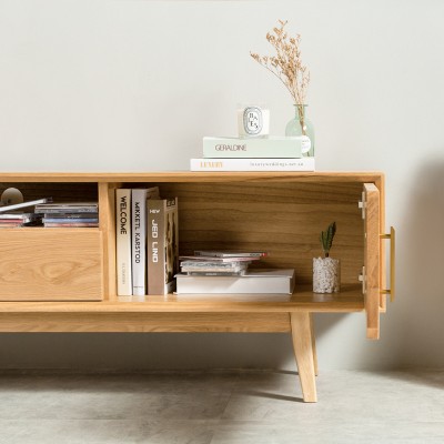 Wuye北欧实木电视柜茶几组合现代简约橡木小户型风格客厅家具