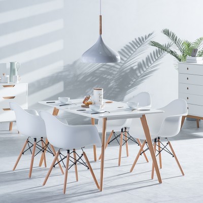 muno北欧实木餐桌椅组合日式小户型家用现代简约白色长方形桌子