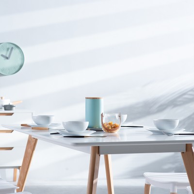 muno北欧实木餐桌椅组合日式小户型家用现代简约白色长方形桌子