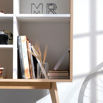 muno北欧简易书架简约现代小户型客厅书房收纳置物实木落地书柜
