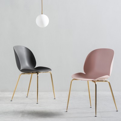 muno北欧甲壳虫塑料餐椅家用成人靠背现代简约餐厅铁艺书桌椅子