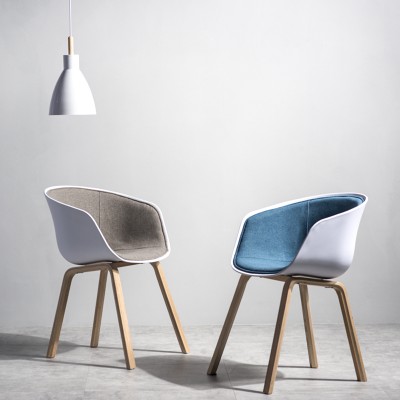 muno北欧软包实木餐椅扶手靠背咖啡厅现代简约家用休闲书桌椅子
