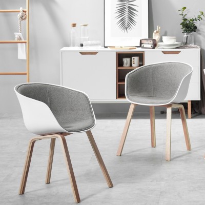 muno北欧软包实木餐椅扶手靠背咖啡厅现代简约家用休闲书桌椅子