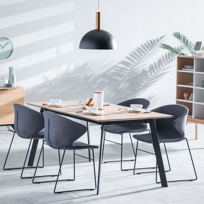 muno北欧实木餐桌椅组合美式铁艺现代简约家用小户型长方形桌子