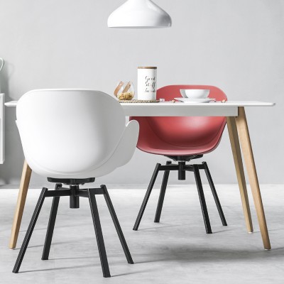 muno北欧扶手靠背塑料餐椅现代简约休闲办公旋转椅家用书桌椅子