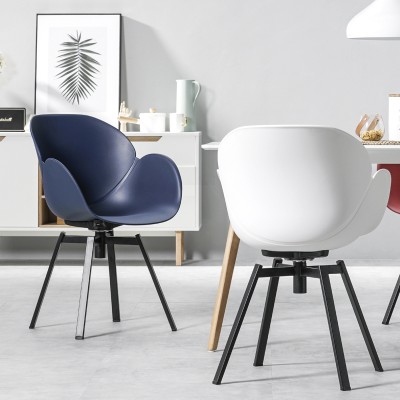 muno北欧扶手靠背塑料餐椅现代简约休闲办公旋转椅家用书桌椅子